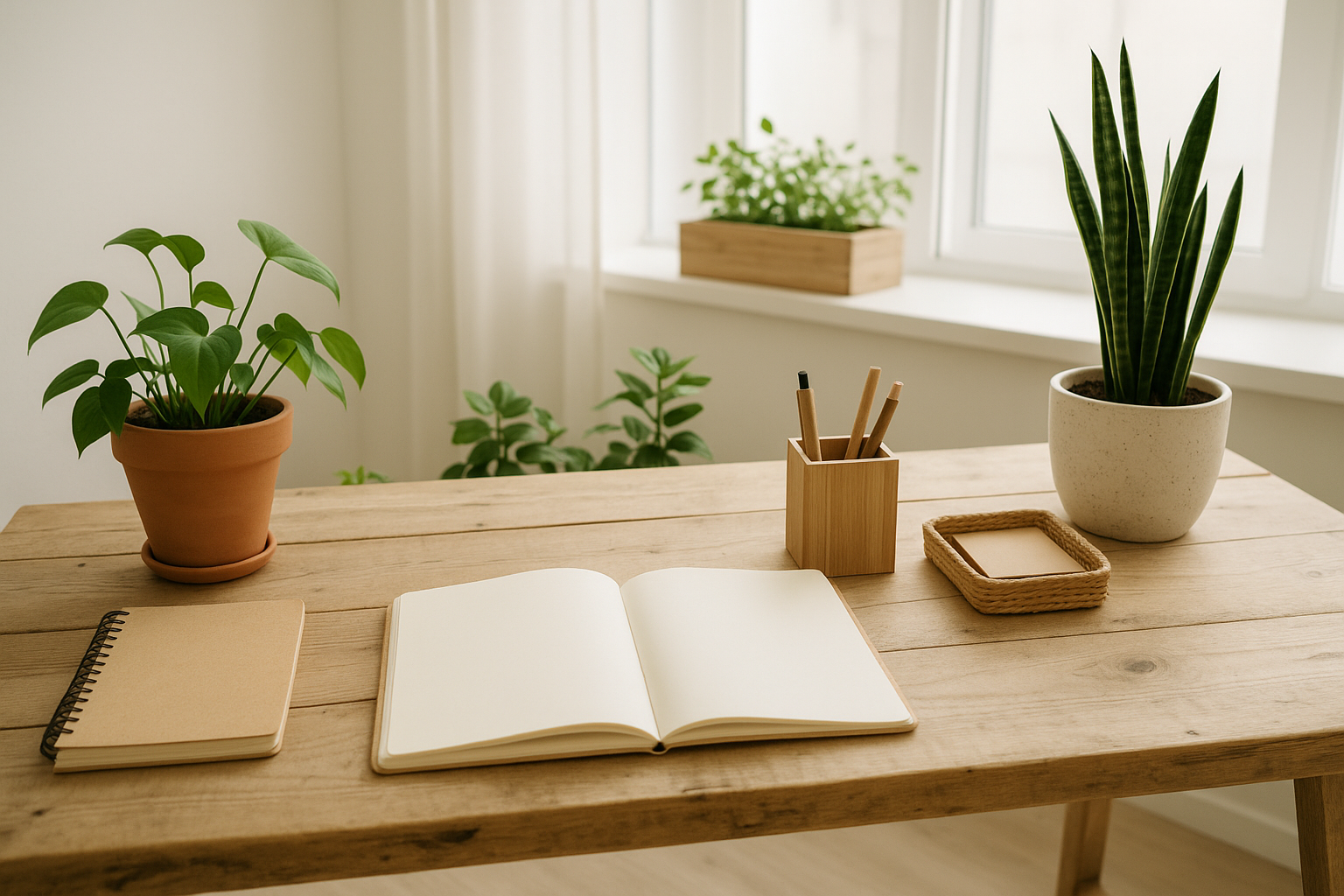 Bureau écologique avec carnet vierge